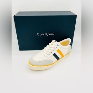 Club Room Men's Noah Yellow Stripe Lace-Up Comfy Round Toe Sneakers Size 10.5M